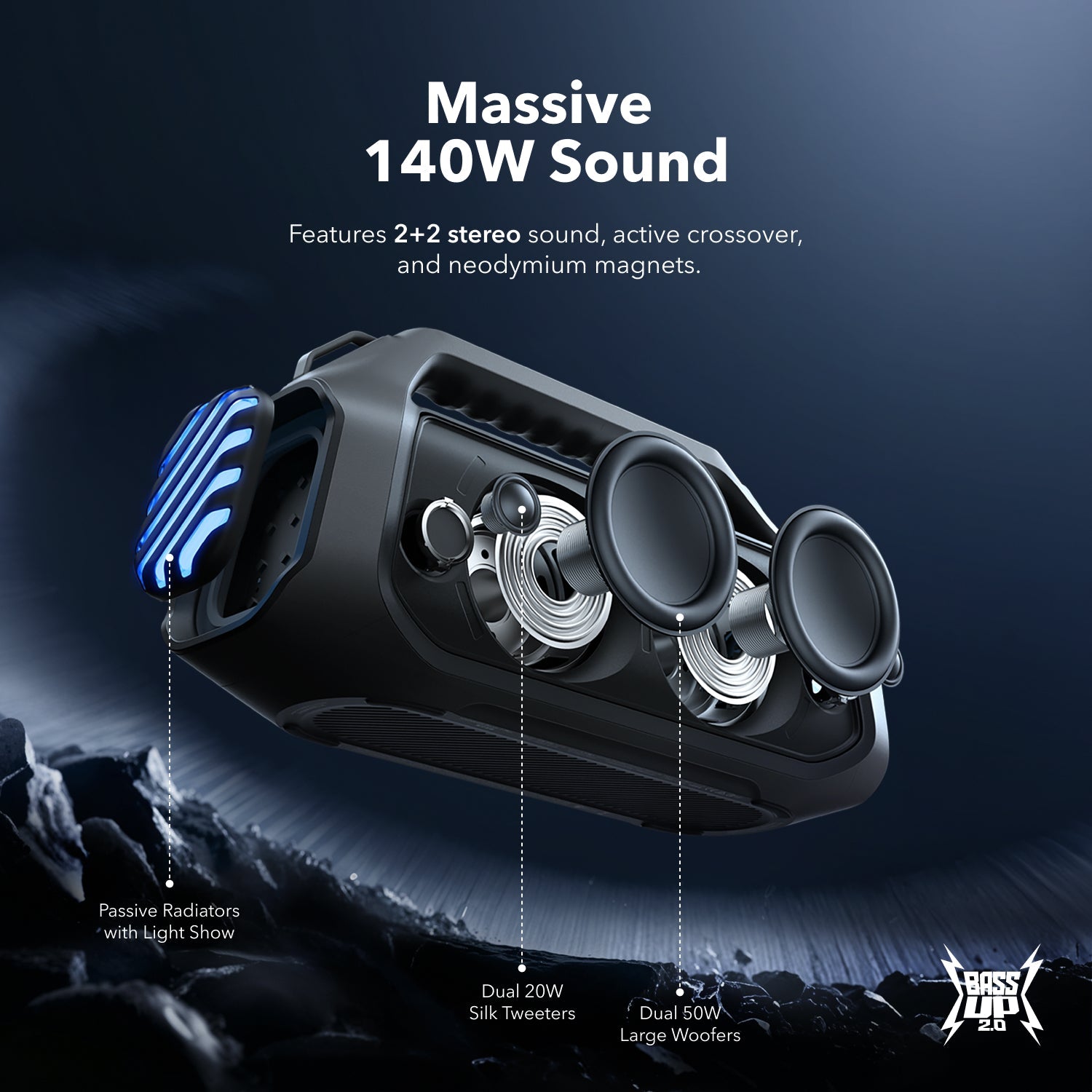soundcore Boom 2 Plus | Powerful Outdoor Bass Bluetooth Speaker