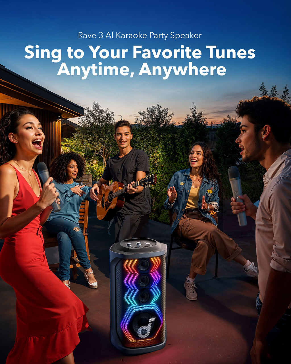 Rave 3 Karaoke Bluetooth Speaker with 2 Wireless Microphones