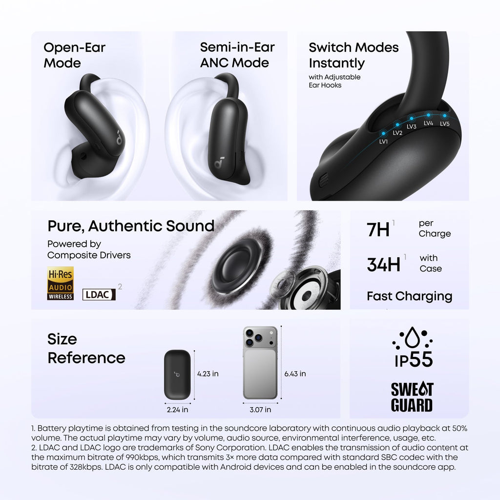 AeroFit 2 Pro｜2-in-1 Earbuds that Switch Between Open-Ear and ANC Modes