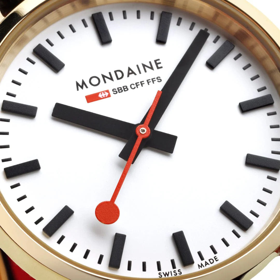 Mondaine Ladies' White Classic 30mm Gold Watch