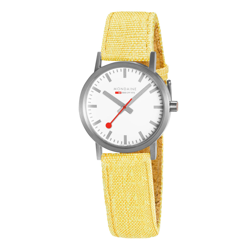 Mondaine Ladies Watch Classic White Modern Yellow