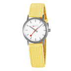 Mondaine Ladies Watch Classic White Modern Yellow