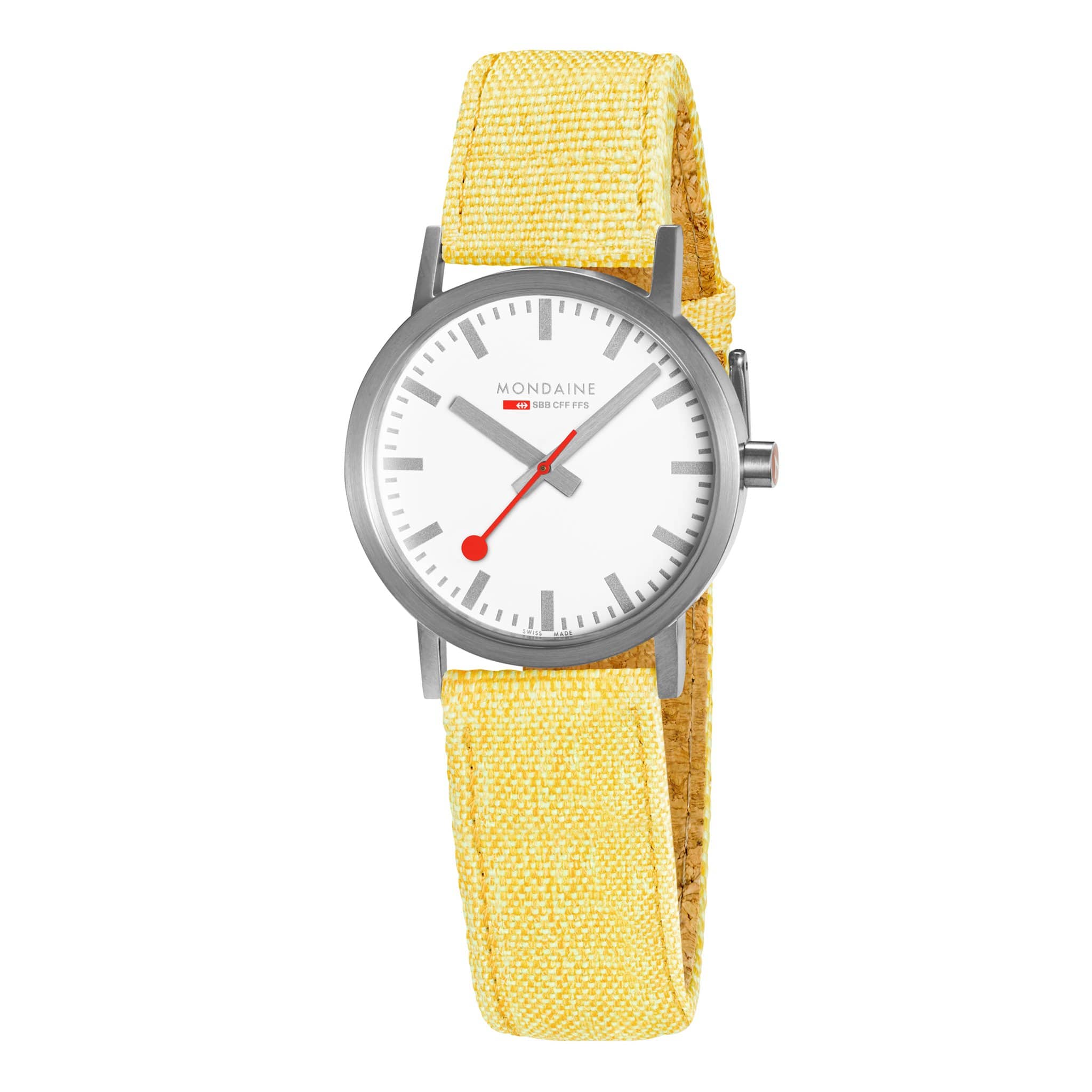 Mondaine Ladies Watch Classic White Modern Yellow