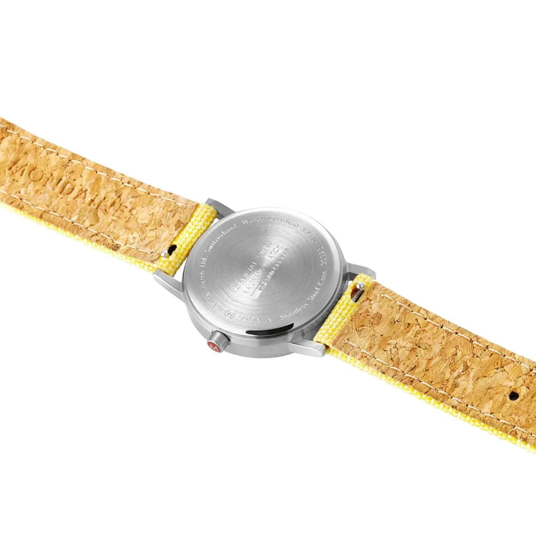 Mondaine Ladies Watch Classic White Modern Yellow