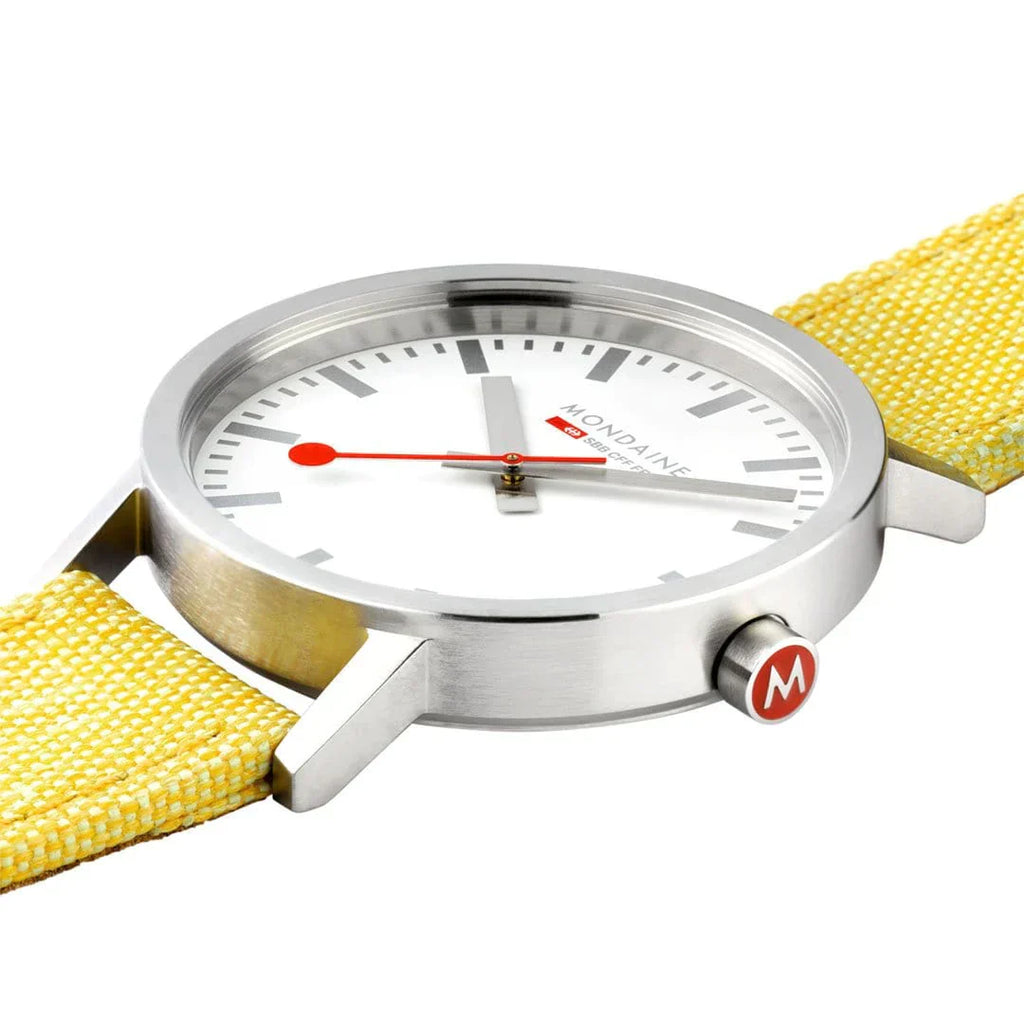 Mondaine Ladies Watch Classic White Modern Yellow