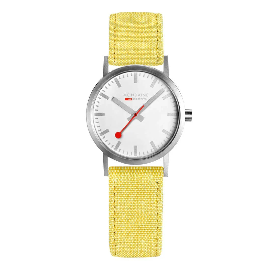 Mondaine Ladies Watch Classic White Modern Yellow