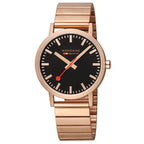Mondaine Watch Classic Black Rose Gold