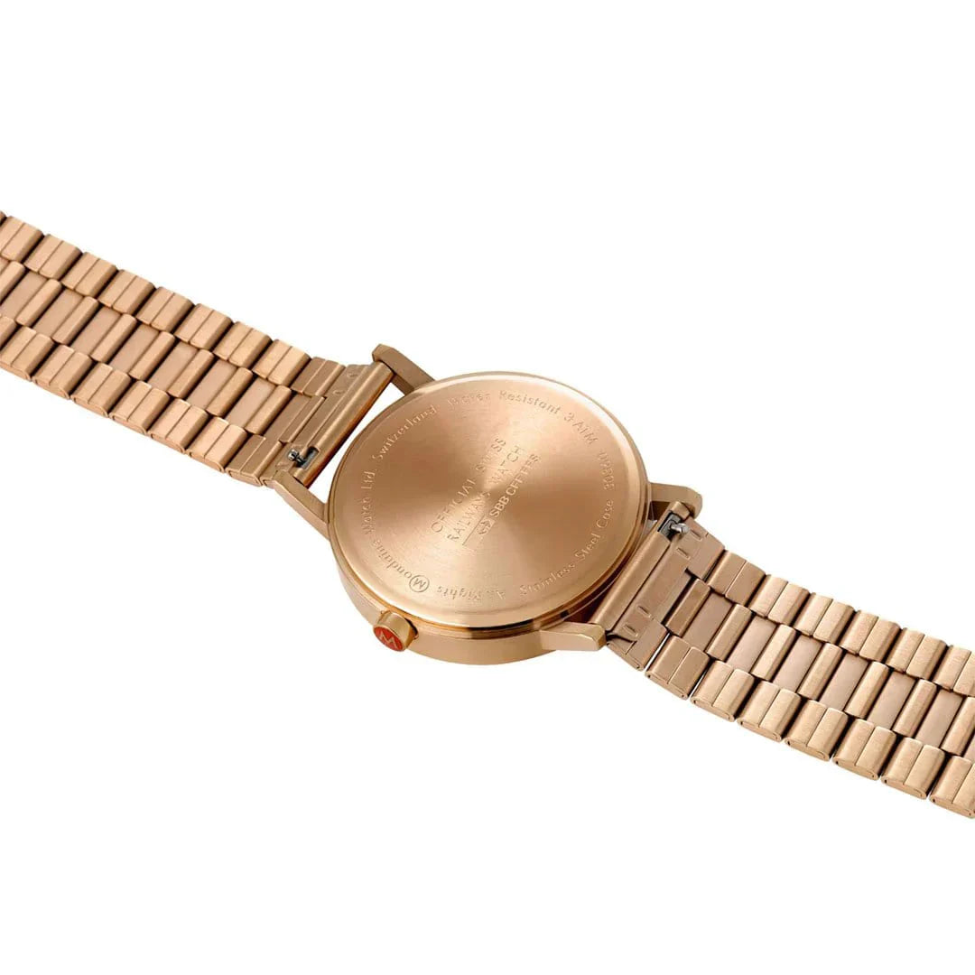 Mondaine Watch Classic Black Rose Gold