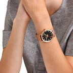 Mondaine Watch Classic Black Rose Gold