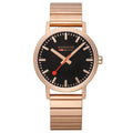 Mondaine Watch Classic Black Rose Gold