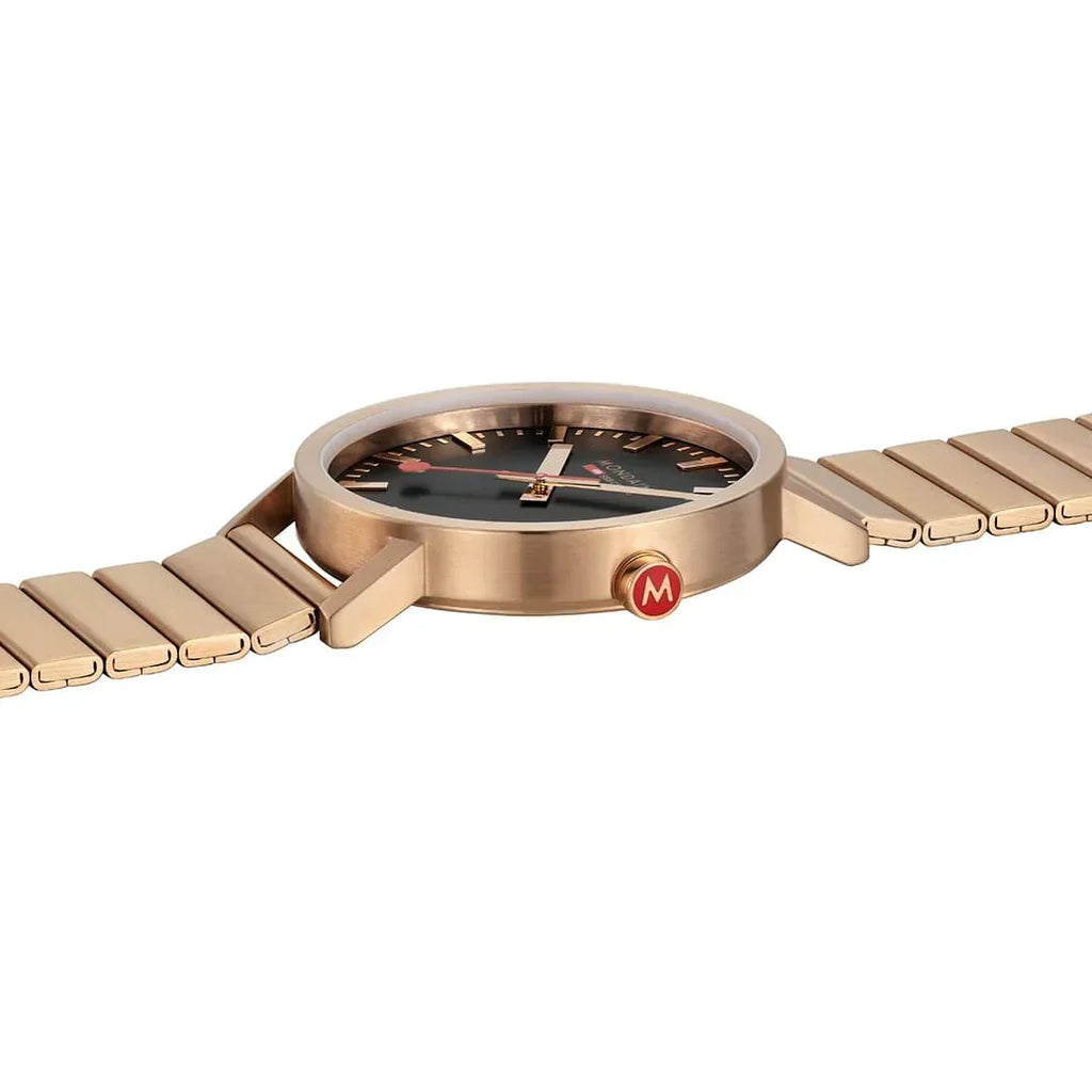 Mondaine Watch Classic Black Rose Gold