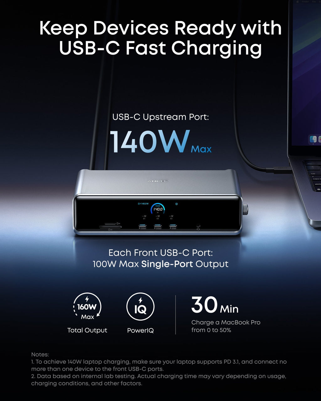 Anker Prime Docking Station (DL7400)  and USB-C to USB-C Cable (Thunderbolt 4 Compatible)