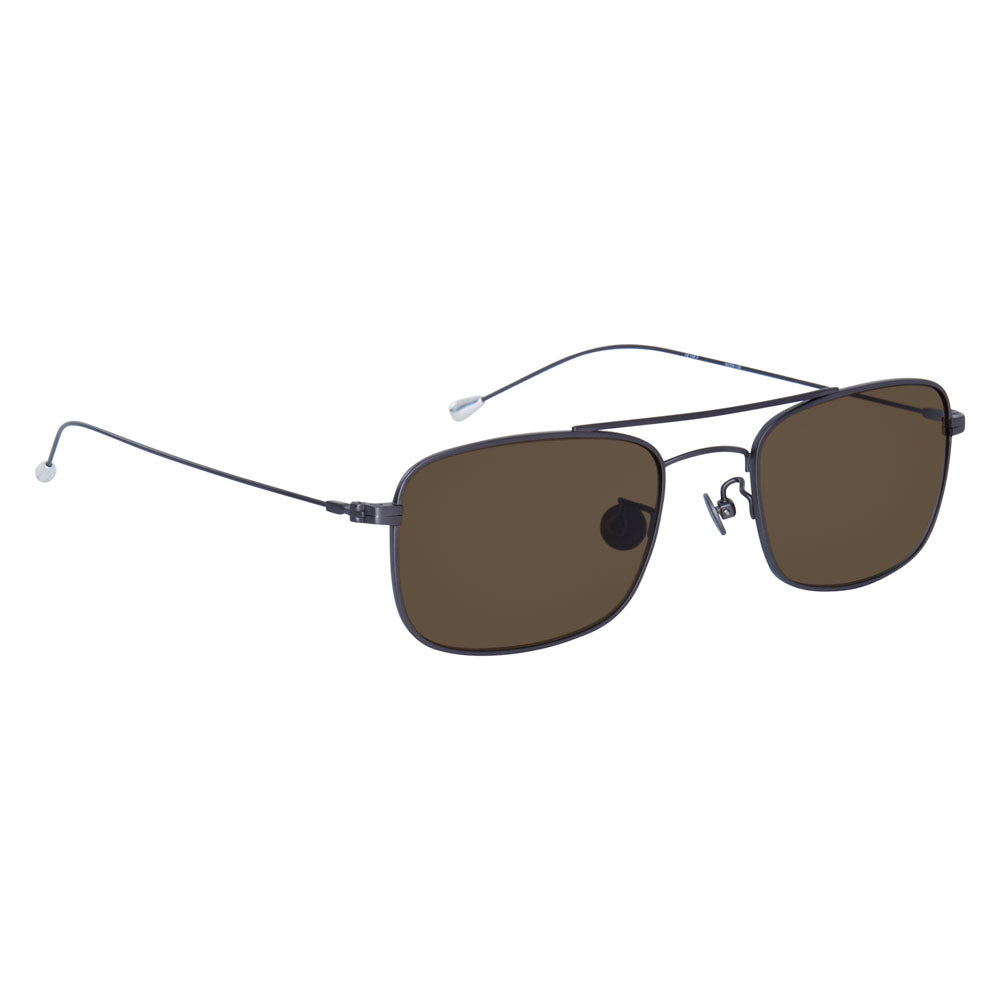 Ann Demeulemeester Sunglasses Rectangular Antique Aviator Silver and Brown
