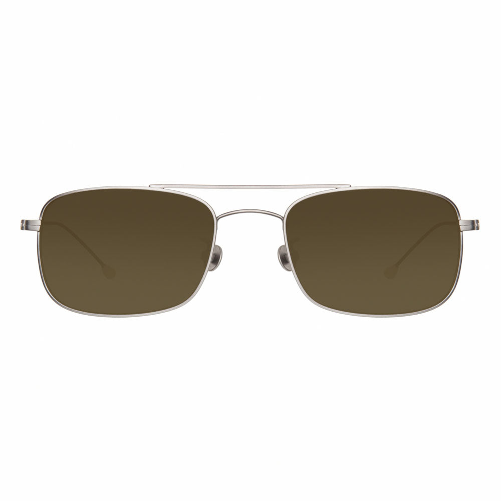 Ann Demeulemeester Sunglasses Rectangular Antique Aviator Silver and Brown