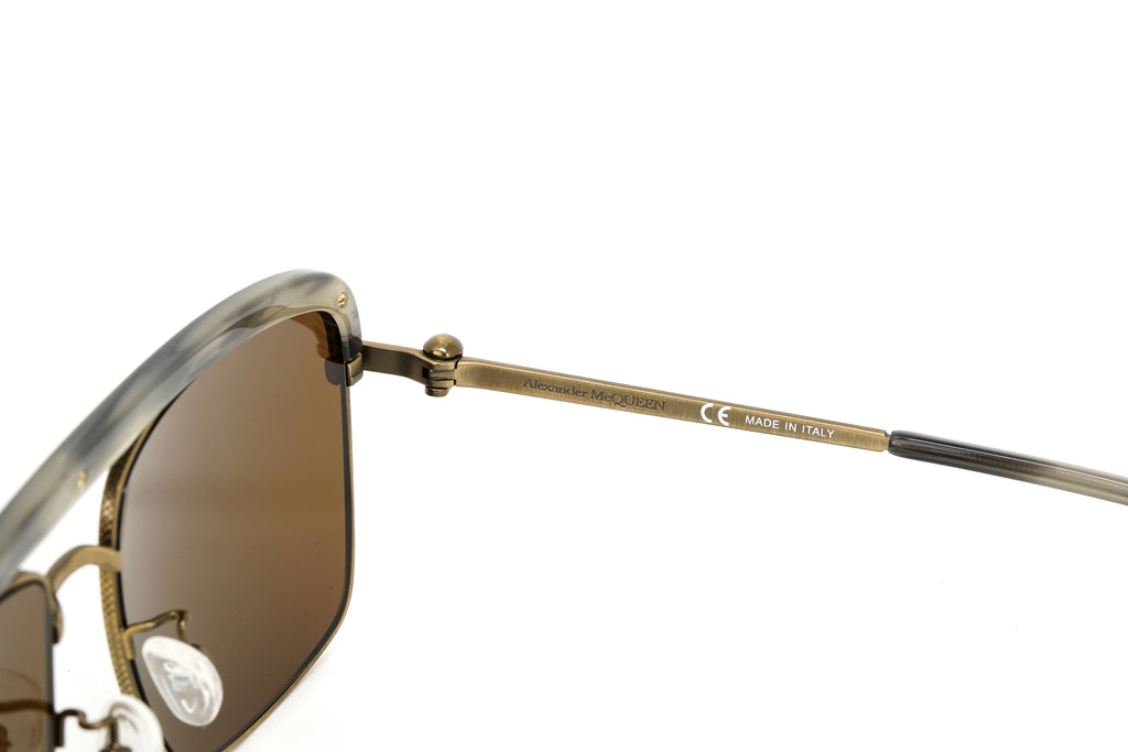 Alexander McQueen Men's Sunglasses Browline Bronze