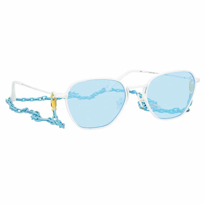 Alessandra Rich x Linda Farrow White Blue Women's Sunglasses