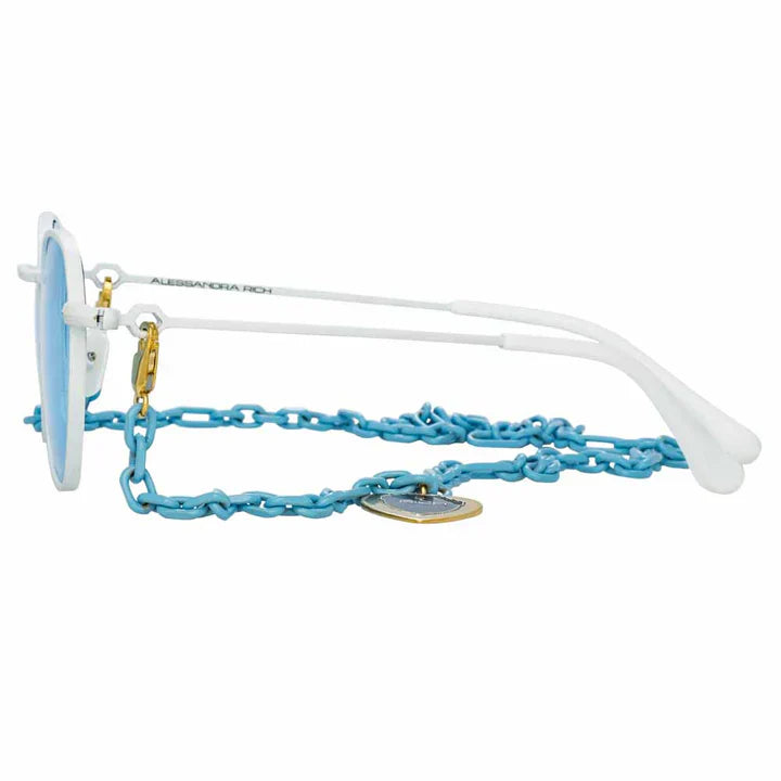 Alessandra Rich x Linda Farrow White Blue Women's Sunglasses