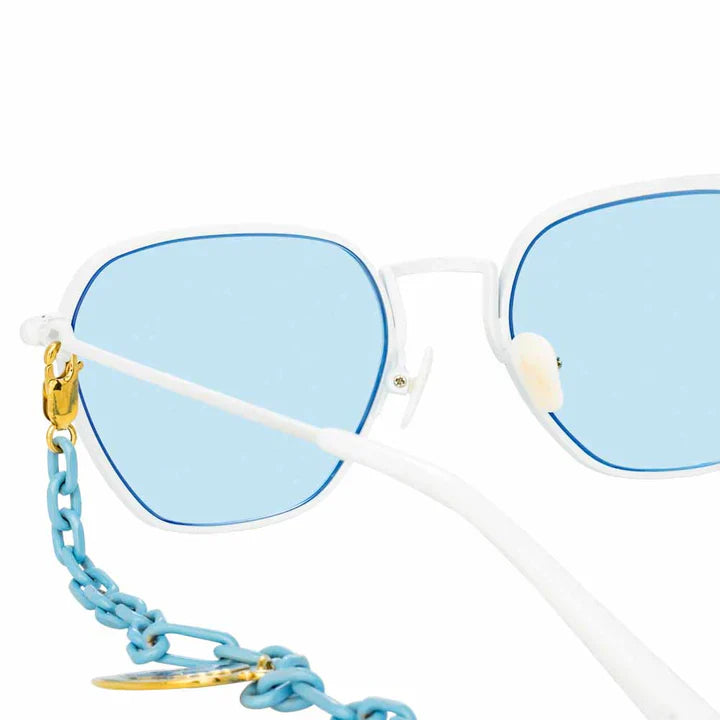 Alessandra Rich x Linda Farrow White Blue Women's Sunglasses