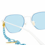 Alessandra Rich x Linda Farrow White Blue Women's Sunglasses