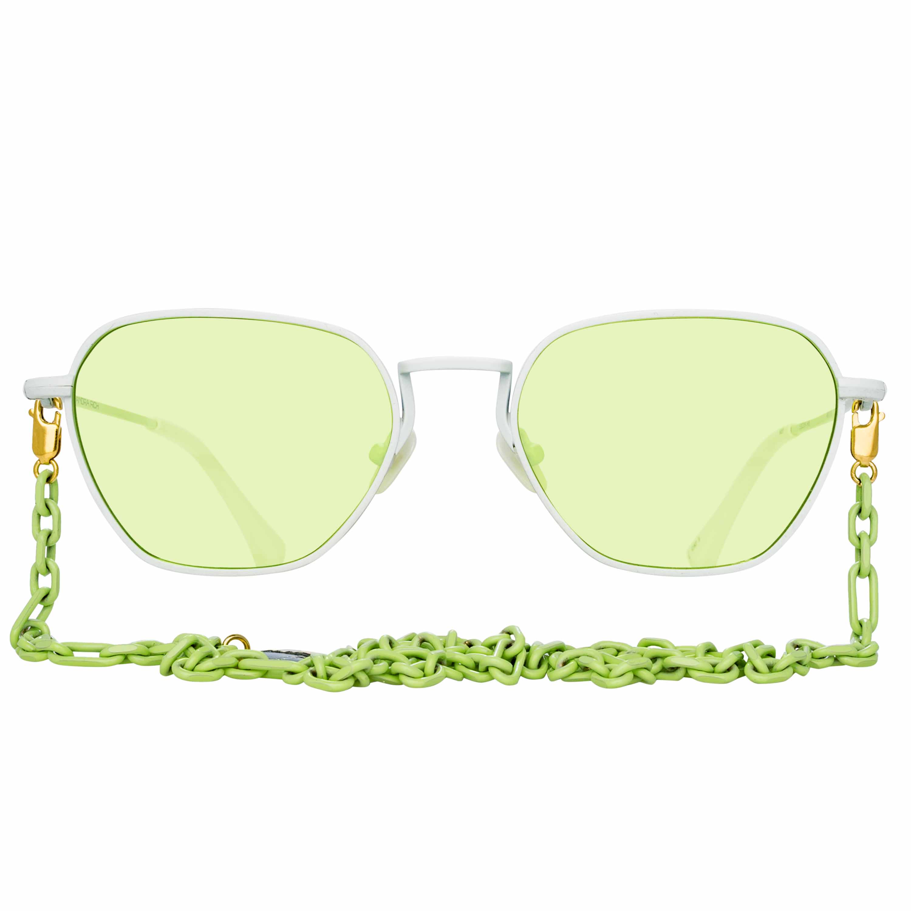Alessandra Rich Ladies Rectangular Green Sunglasses