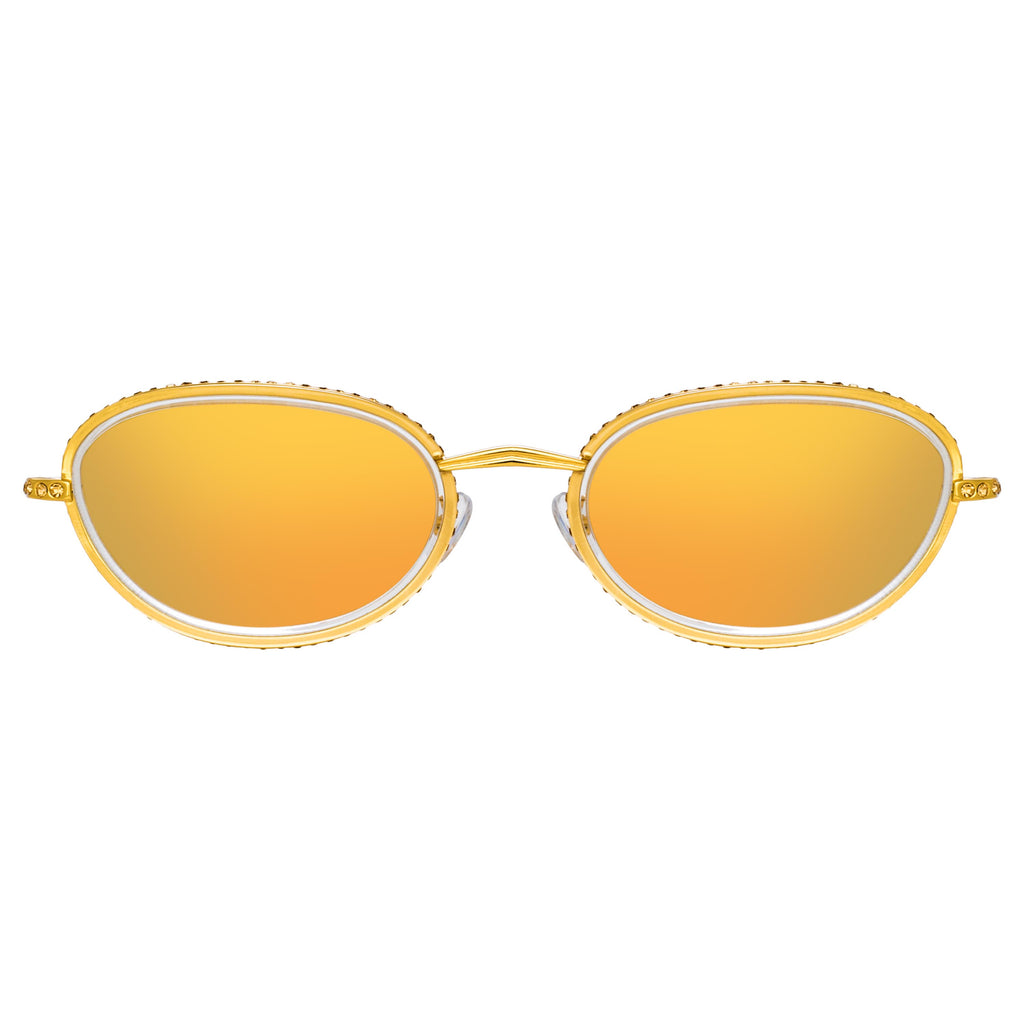 Area Nyc Ladies Oval Gold Sunglasses