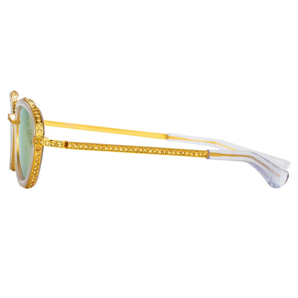 Area Nyc Ladies Oval Gold Sunglasses
