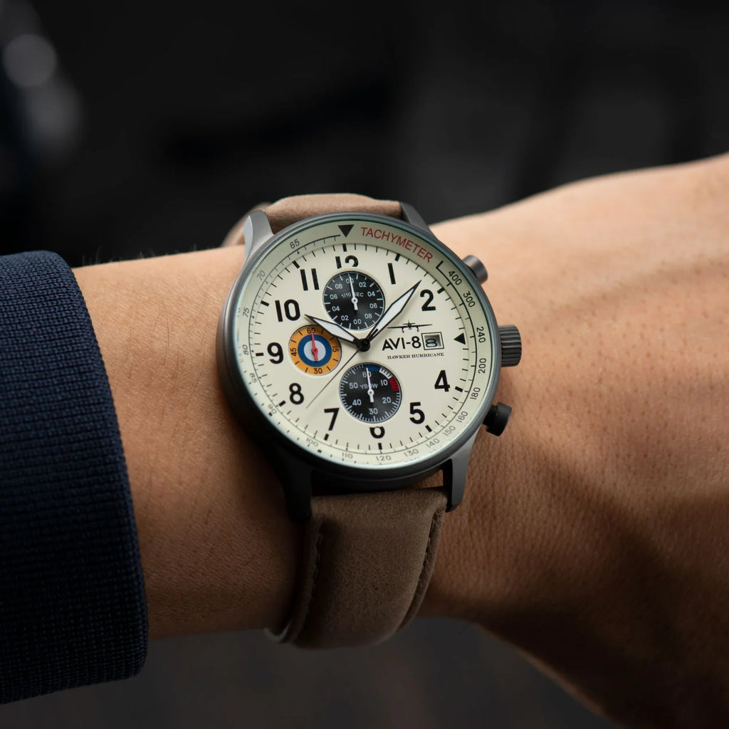 AVI-8 Hawker Hurricane Classic Chronograph Beige Watch