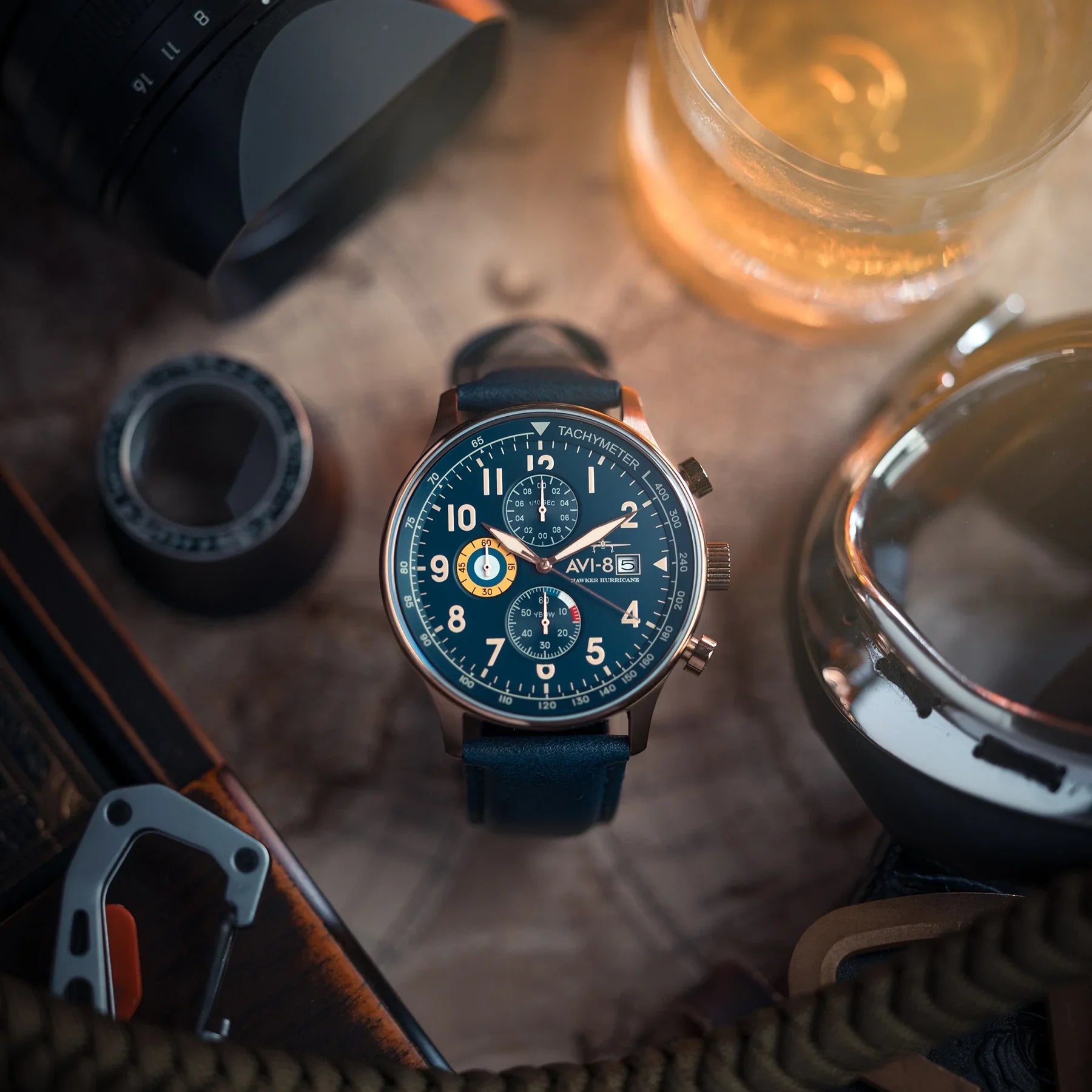 AVI-8 Hawker Hurricane Blue Dial Chronograph Watch