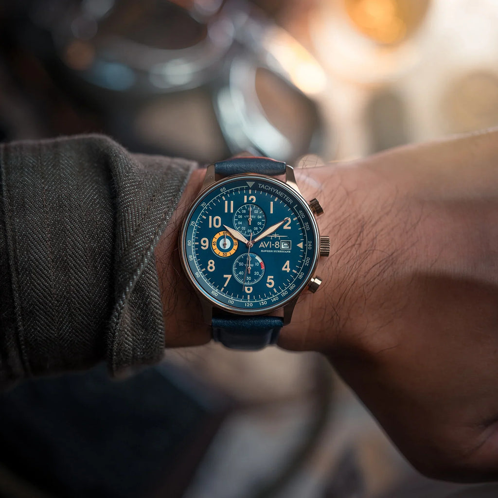 AVI-8 Hawker Hurricane Blue Dial Chronograph Watch