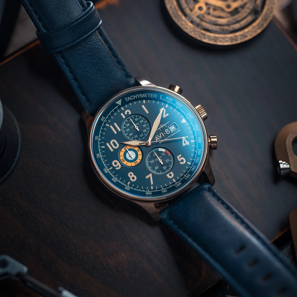 AVI-8 Hawker Hurricane Blue Dial Chronograph Watch
