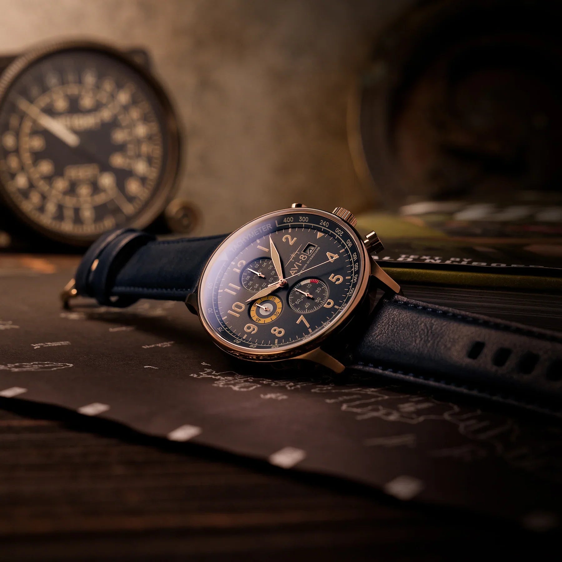 AVI-8 Hawker Hurricane Blue Dial Chronograph Watch