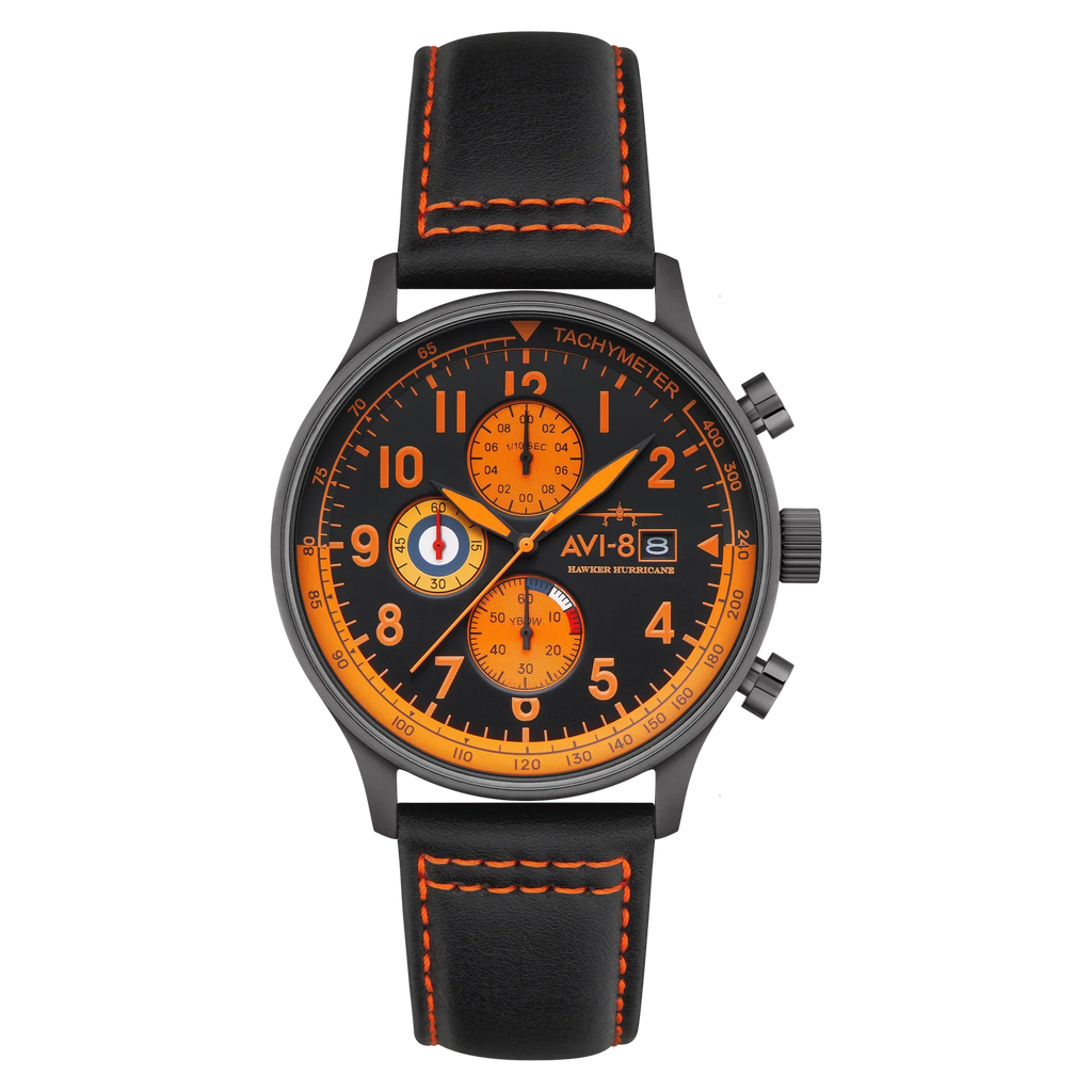 AVI-8 Hawker Hurricane Chronograph Black Dial Gun Case Watch