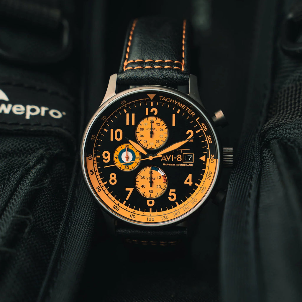 AVI-8 Hawker Hurricane Chronograph Black Dial Gun Case Watch