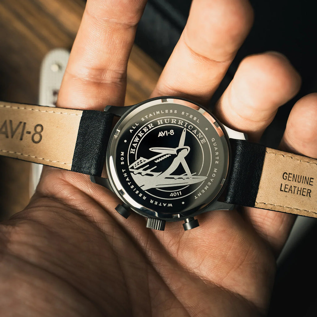 AVI-8 Hawker Hurricane Chronograph Black Dial Gun Case Watch