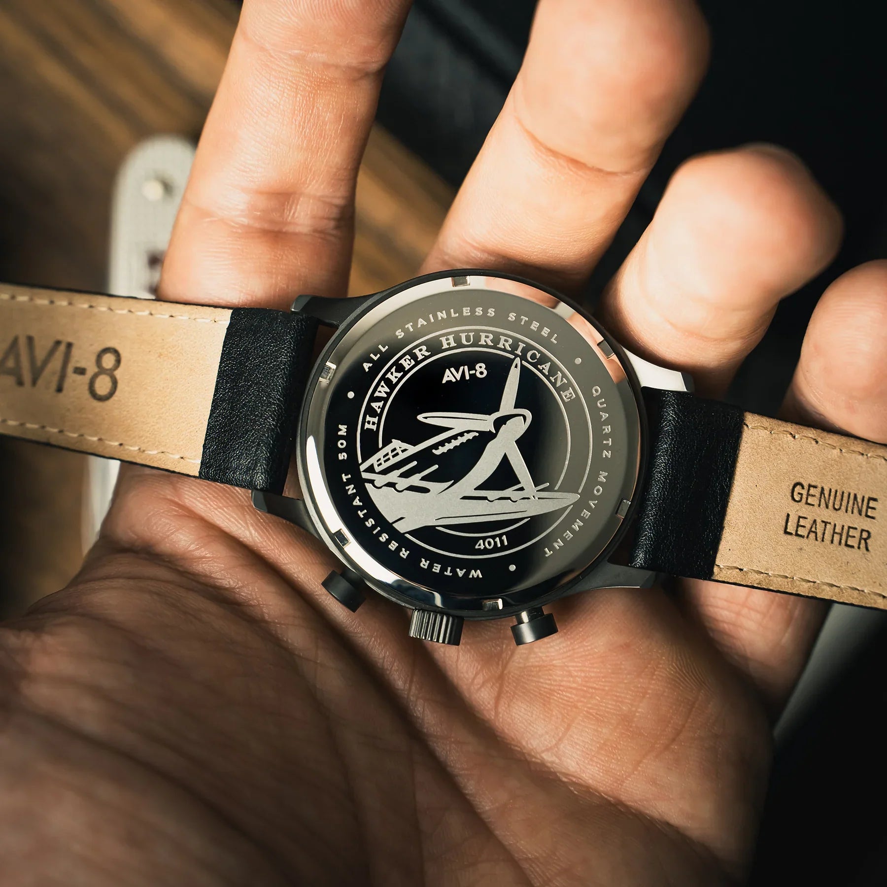 AVI-8 Hawker Hurricane Chronograph Black Dial Gun Case Watch