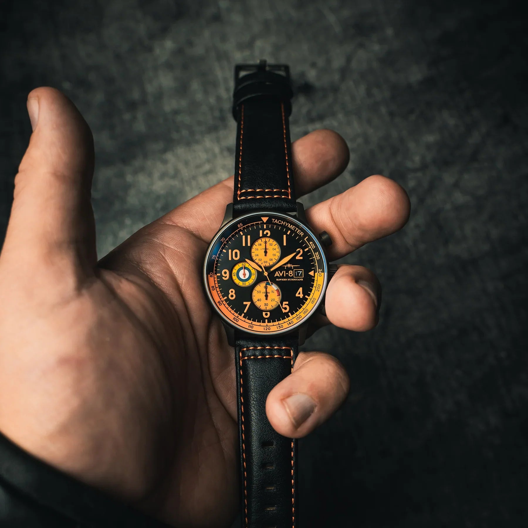 AVI-8 Hawker Hurricane Chronograph Black Dial Gun Case Watch