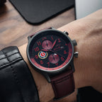 AVI-8 Hawker Hurricane Chronograph Black Dial Red Strap Watch