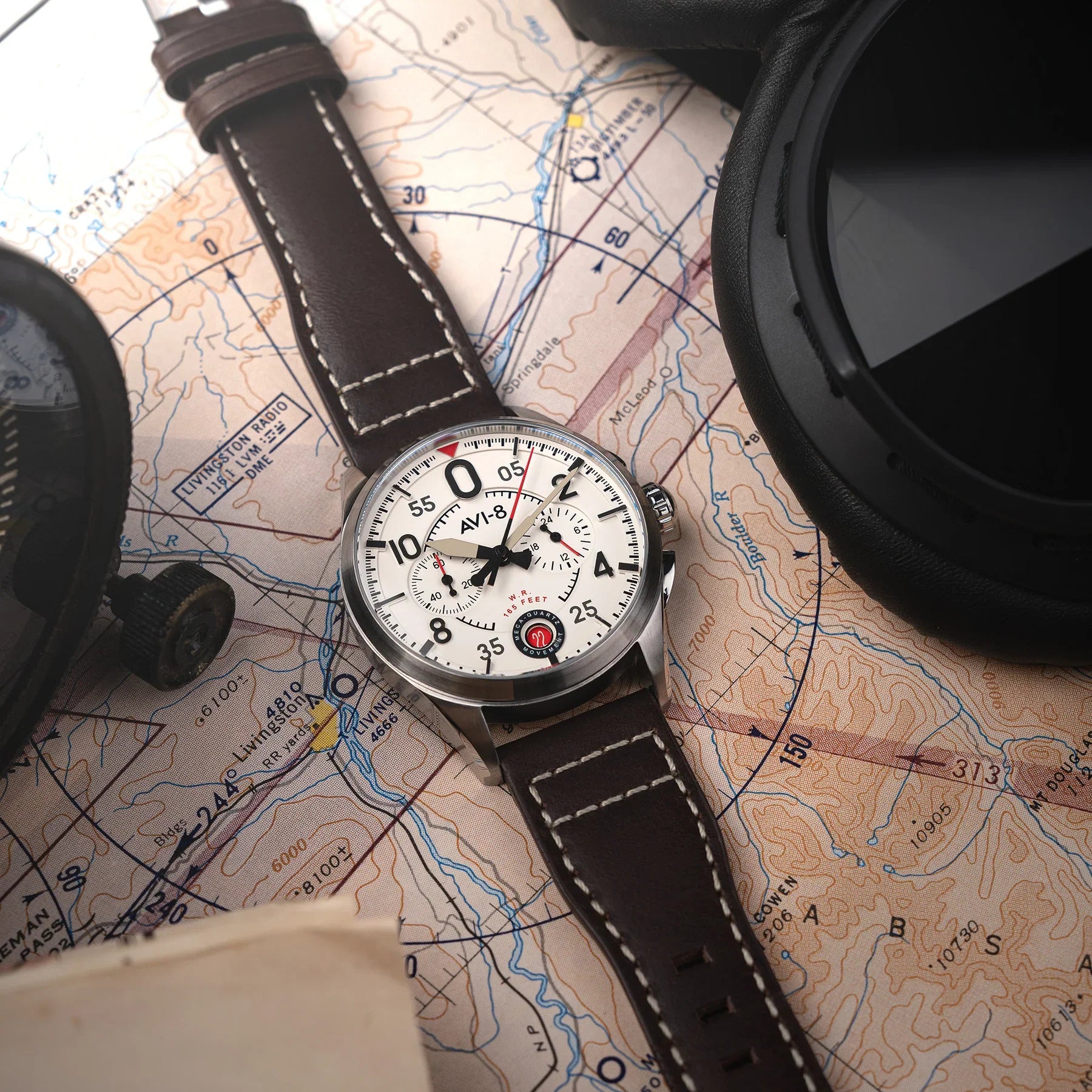 AVI-8 Spitfire Lock Chronograph Aircraft White Watch