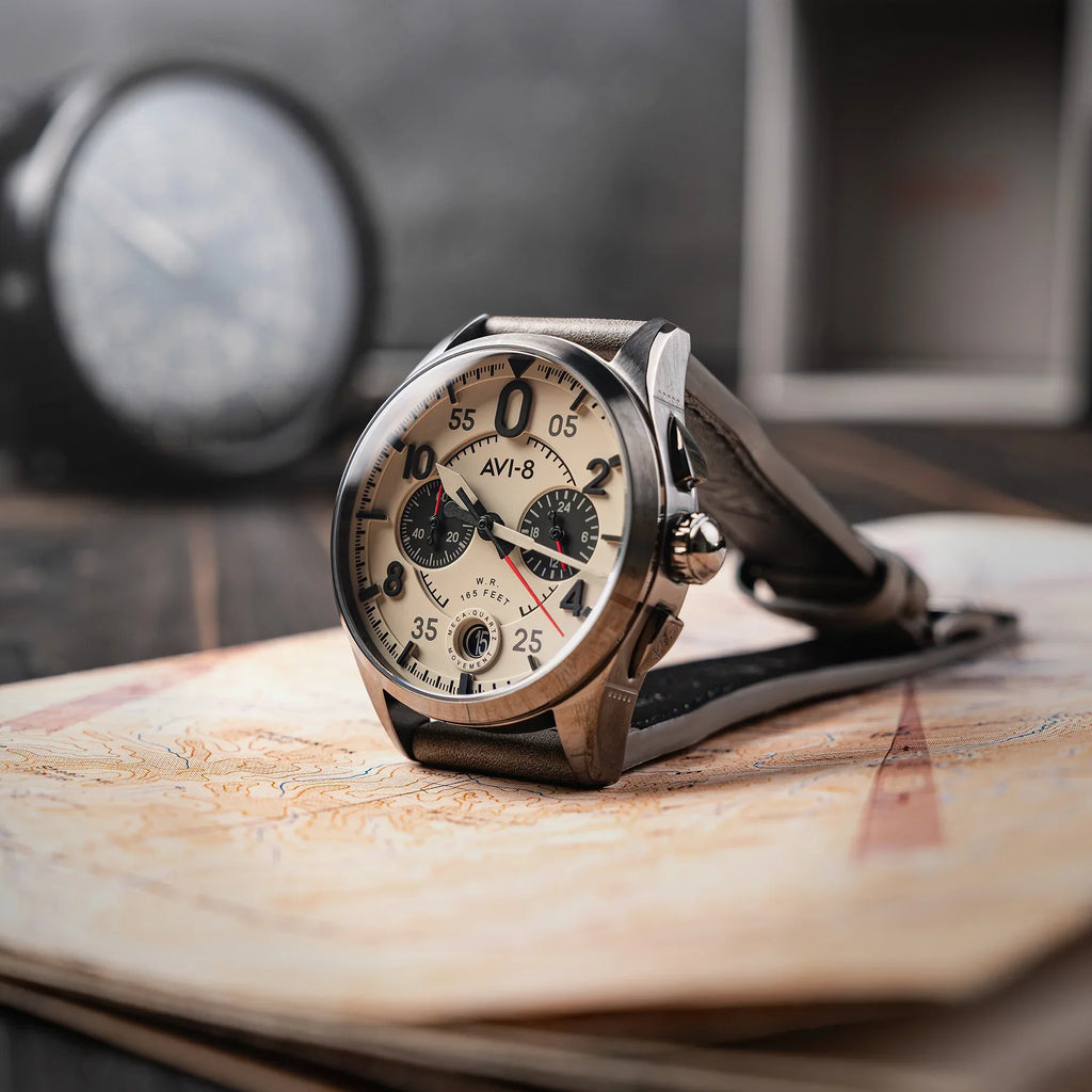 AVI-8 Spitfire Lock Chronograph Grey Cream Watch