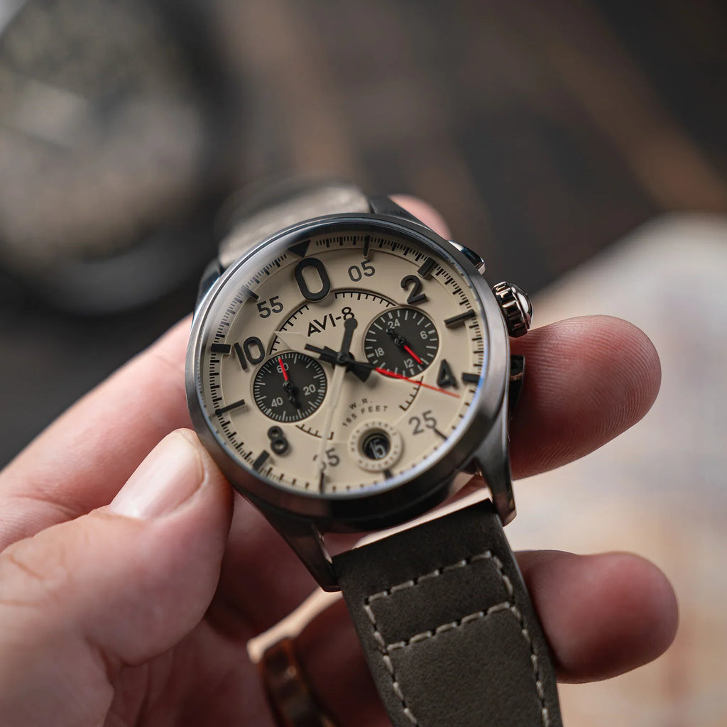 AVI-8 Spitfire Lock Chronograph Grey Cream Watch