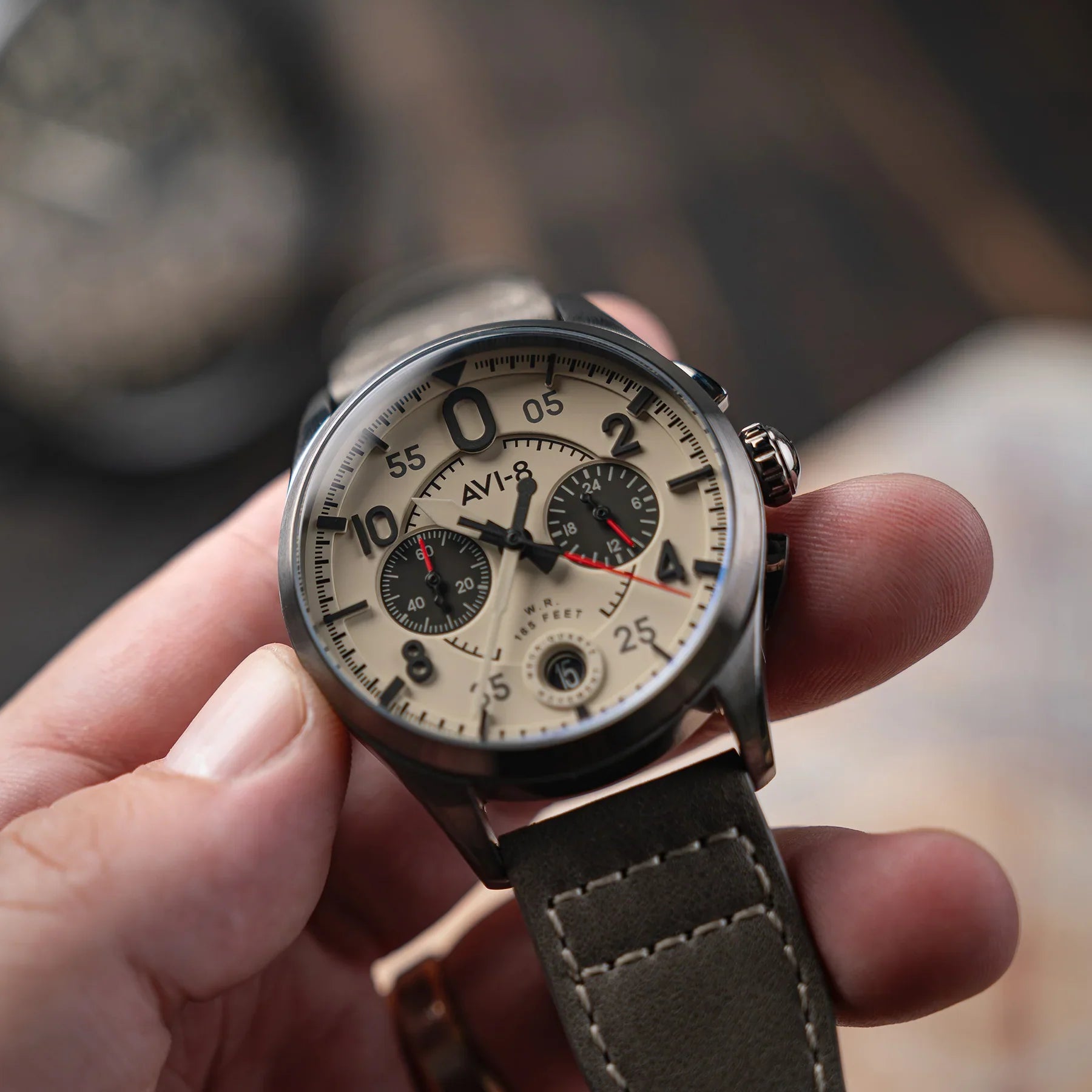 AVI-8 Spitfire Lock Chronograph Grey Cream Watch
