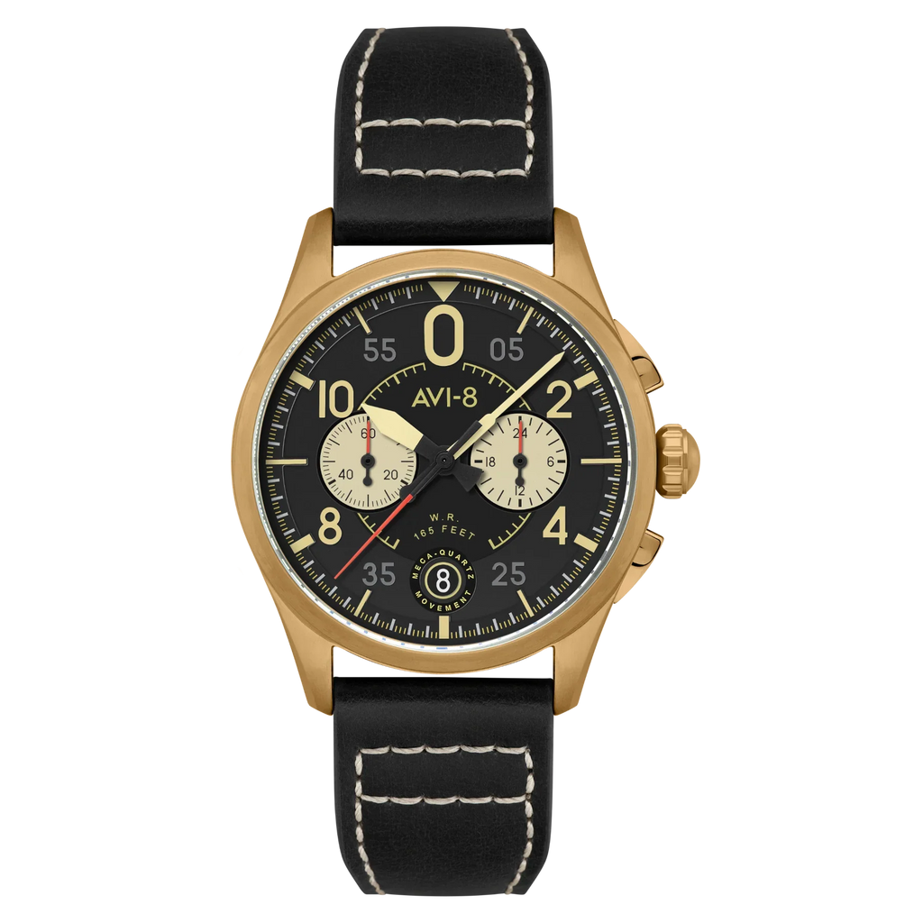 AVI-8 Spitfire Lock Chronograph Black Dial Bronze Case Watch