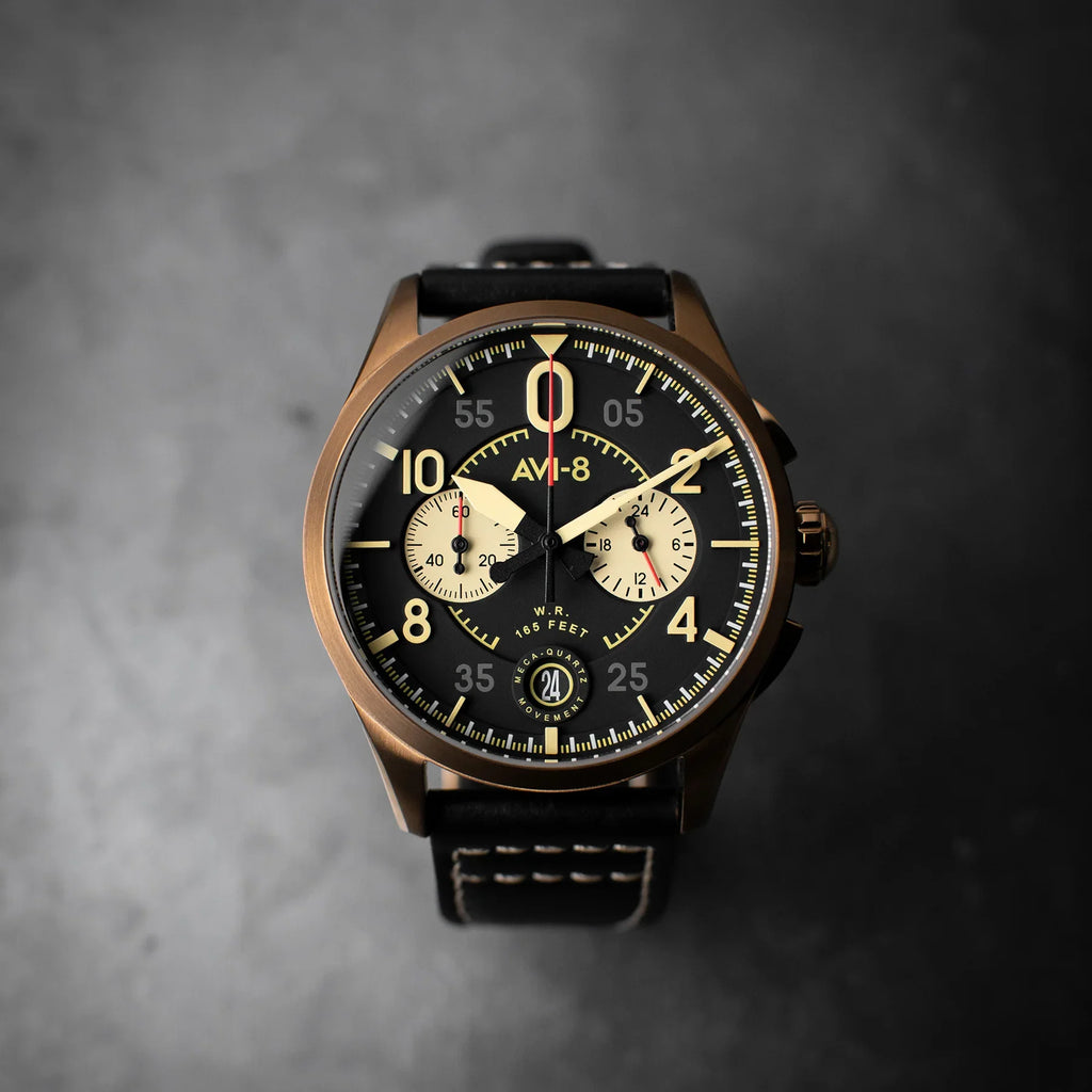 AVI-8 Spitfire Lock Chronograph Black Dial Bronze Case Watch