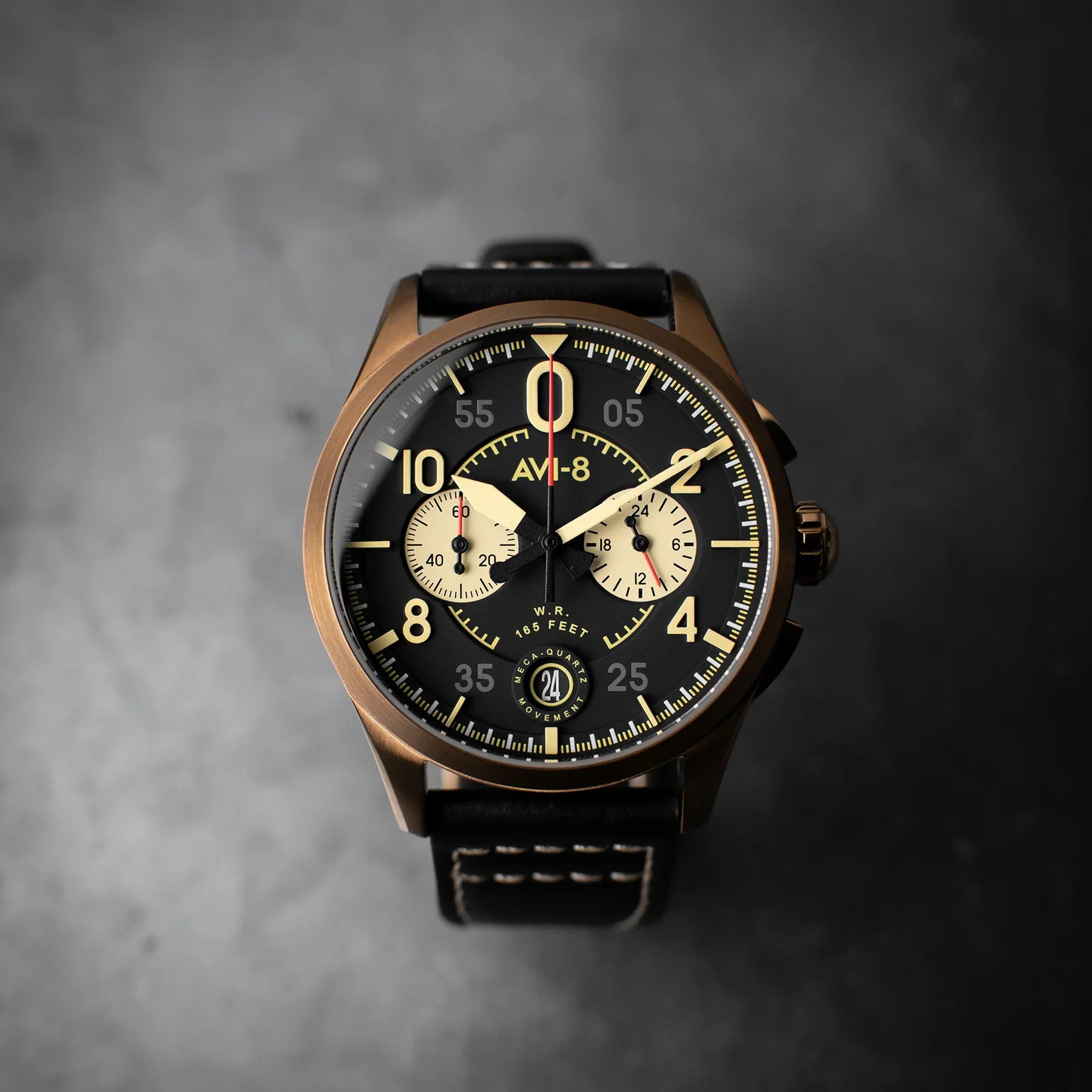 AVI-8 Spitfire Lock Chronograph Black Dial Bronze Case Watch