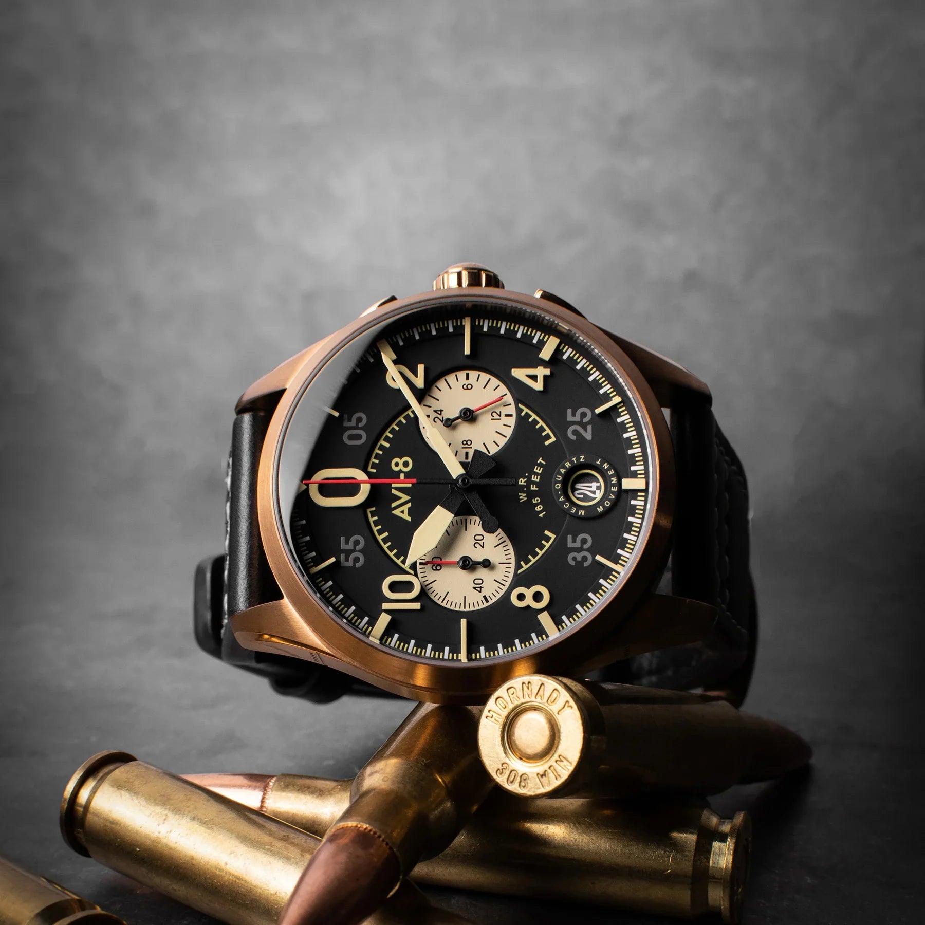 AVI-8 Spitfire Lock Chronograph Black Dial Bronze Case Watch