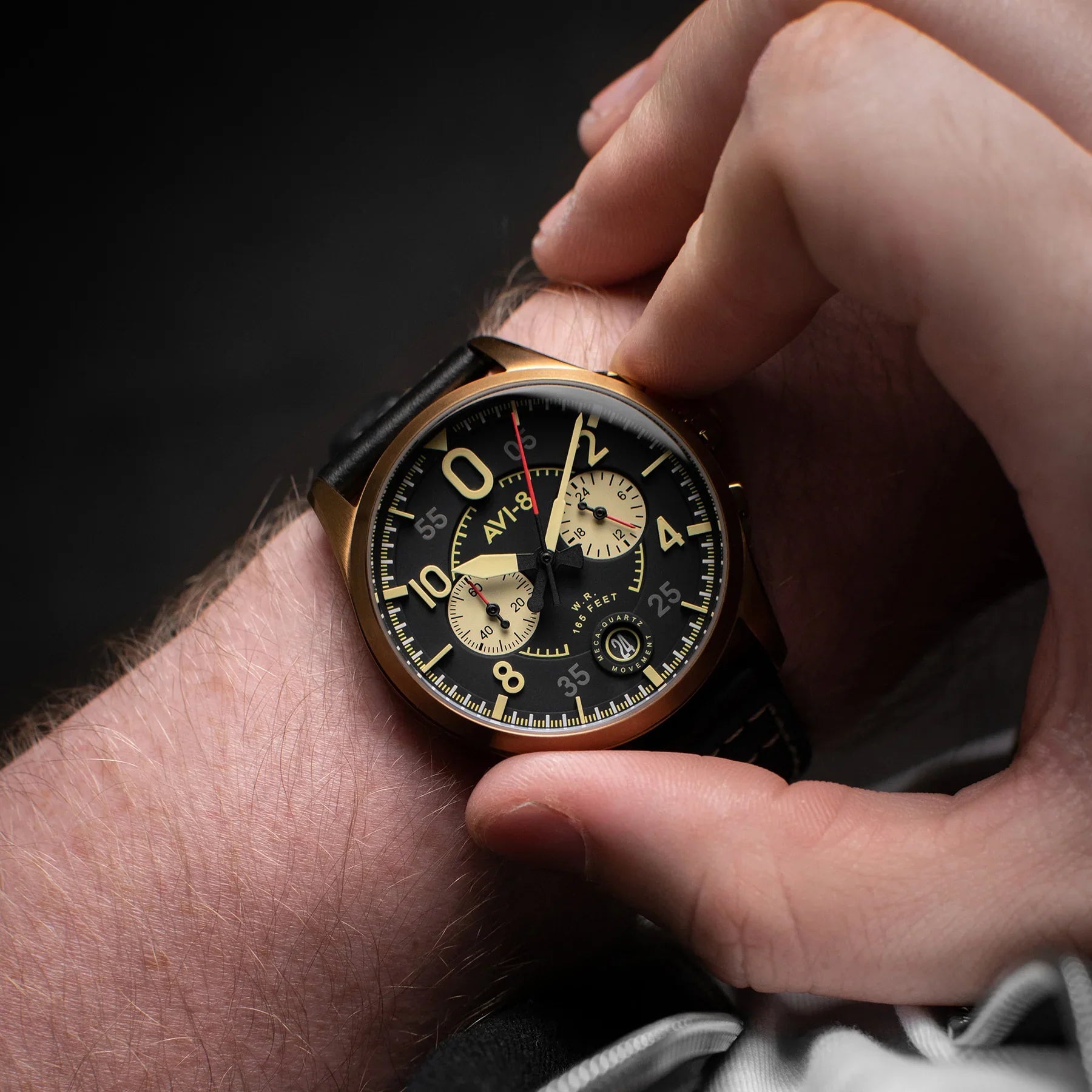 AVI-8 Spitfire Lock Chronograph Black Dial Bronze Case Watch