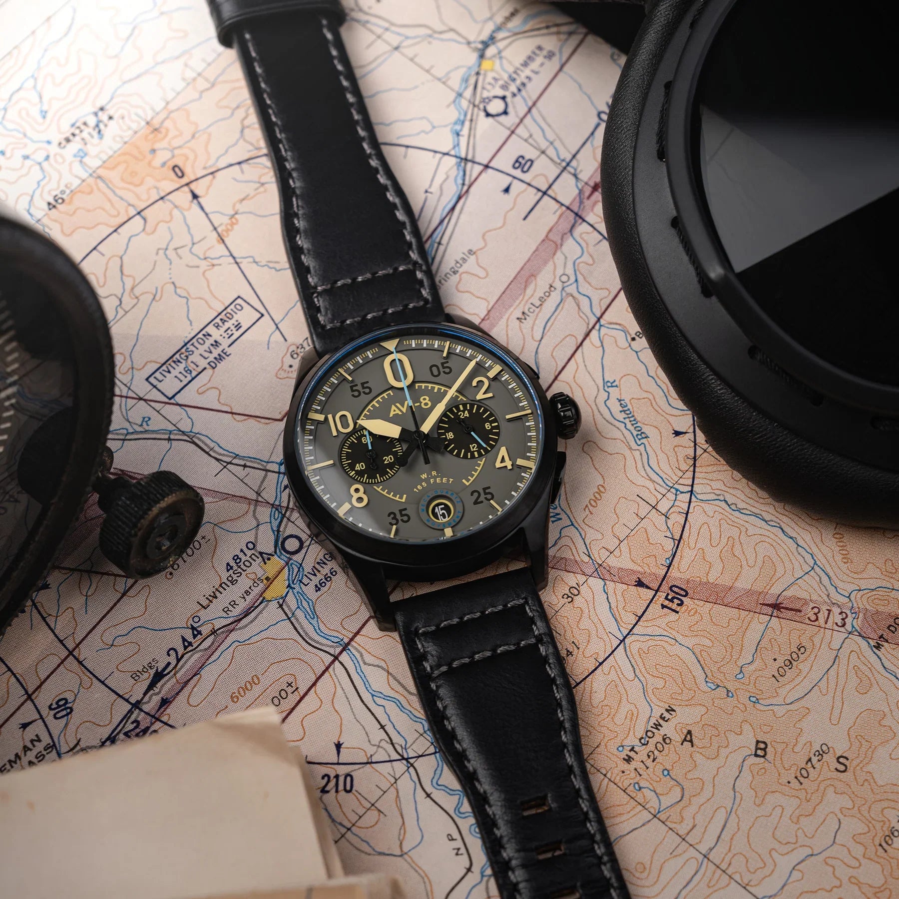 AVI-8 Spitfire Lock Men's Grey Black Chronograph Watch