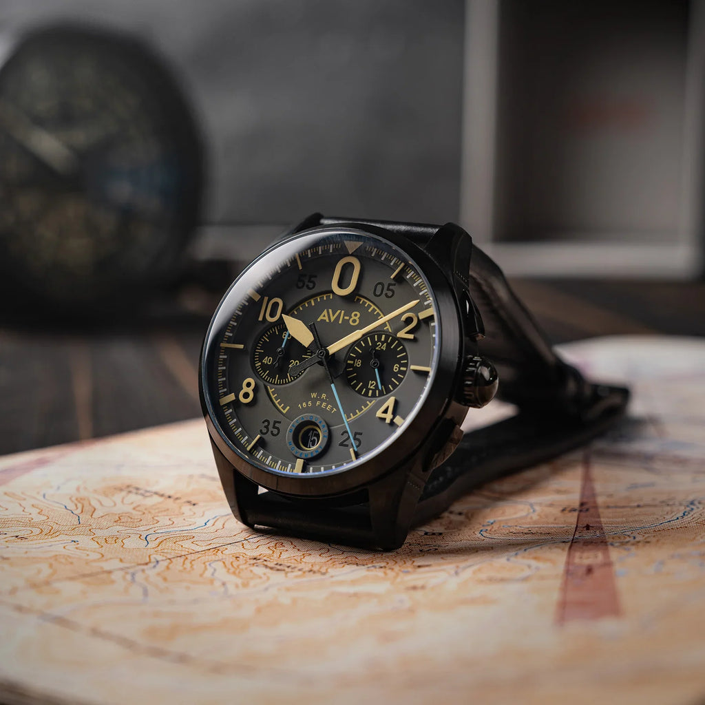 AVI-8 Spitfire Lock Men's Grey Black Chronograph Watch