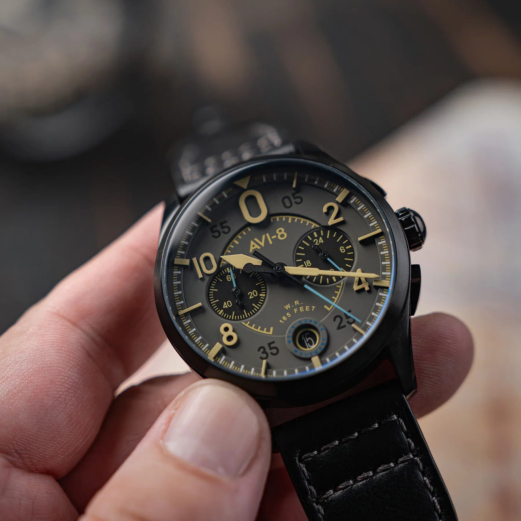 AVI-8 Spitfire Lock Men's Grey Black Chronograph Watch
