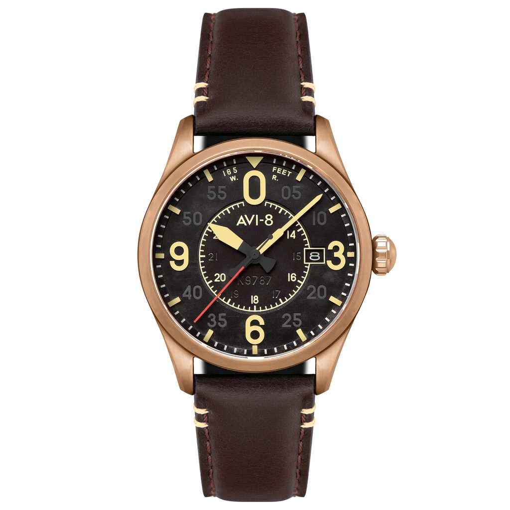 AVI-8 Spitfire Smith Bronze Black Dial Brown Strap Automatic Watch